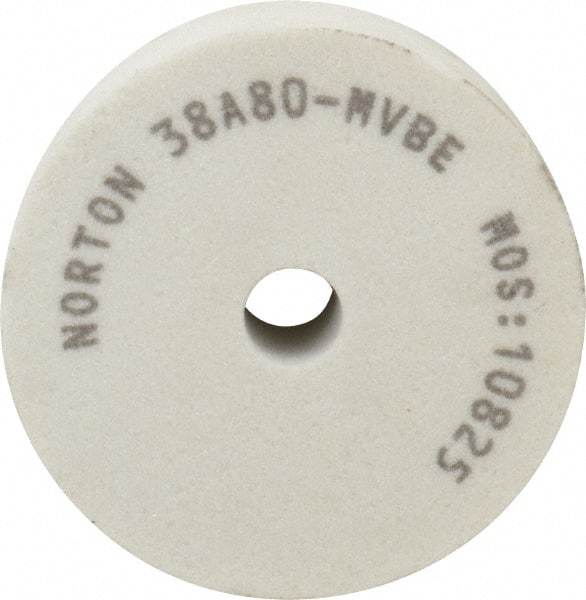 Norton - 80 Grit Aluminum Oxide Type 1 Internal Grinding Wheel - 3" Diam x 1/2" Hole x 1" Thick, 10,825 Max RPM, Type 1 Medium Grade, M Hardness, Vitrified Bond, No Recess - A1 Tooling