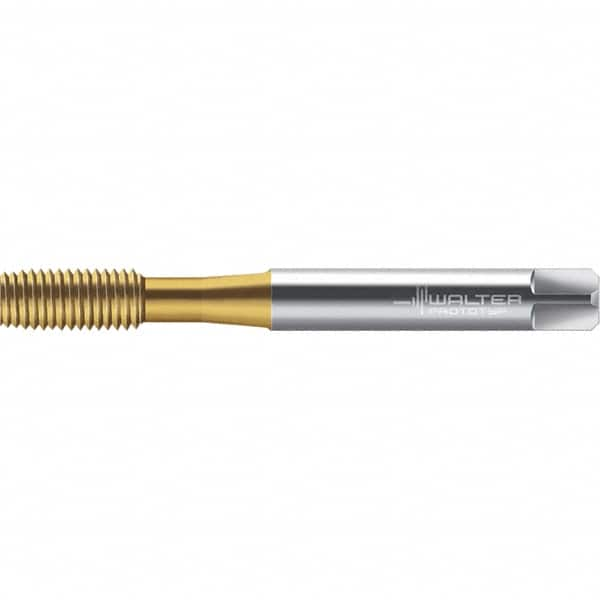 Walter-Prototyp - M4x0.70 DIN 2174 6GX 3.700 Thread Limit Semi-Bottoming Thread Forming Tap - Powdered Metal High Speed Steel, TiN Finish, 64.87mm OAL, 7mm Thread Length, Right Hand Thread, Series TC420 - A1 Tooling