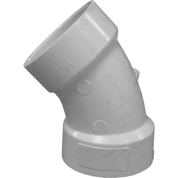 Plastic Pipe Fittings; Fitting Type: Short Turn 45 Elbow; Fitting Size: 1-1/2 in; Material: PVC; End Connection: Hub x Hub; Color: White; Schedule: 40