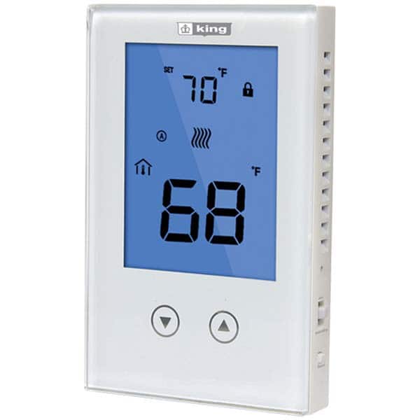 Thermostats; Thermostat Type: Line Voltage Wall Thermostat; Style: Line Voltage Wall Thermostat; Minimum Temperature (F): 41.0  ™F; 41.000; Maximum Temperature: 95.0  ™F; Maximum Temperature (F): 95.000; Minimum Voltage: 120 V; Maximum Voltage: 240 V; Amp