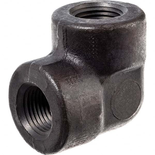 Black 90 ° Elbow: 1″, Threaded Steel, Black Finish, Class 3000, ANSI/ASME B1.20.1, ANSI/ASME B16.11-MSS SP-83 & ASTM A105