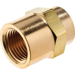 Brass Pipe Reducing Hex Coupling: 1/2 x 3/8″ Fitting, Threaded, FNPT x FNPT FNPT x FNPT Ends, 2,000 psi, Brass Finish, Class Instrumentation