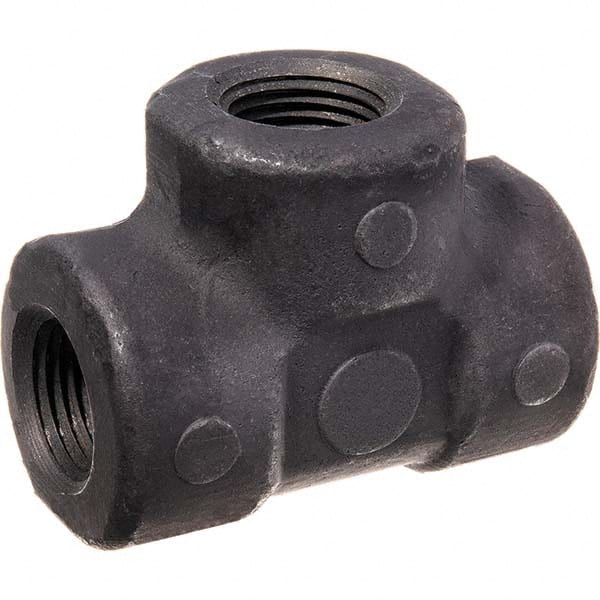 Black Tee: 3/4″, Threaded Steel, Black Finish, Class 3000, ANSI/ASME B1.20.1, ANSI/ASME B16.11-MSS SP-83 & ASTM A105