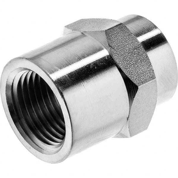 Pipe Reducing Hex Coupling: 1/4 x 1/8″ Fitting, 316 Stainless Steel FNPT x FNPT, 6,100 psi