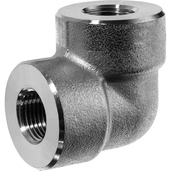 Pipe 90 ° Elbow: 1/2″ Fitting, 304 Stainless Steel FNPT x FNPT, Threaded, ASME B1.20.1, ASME B16.11-ANSI & ASTM A182-ANSI, 3,000 psi