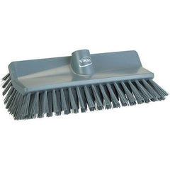 Vikan - 1-1/2" Bristle Length, Polyester Cleaning & Finishing Brush - 9-5/8" Long x 5" Wide Head, 9.6" OAL, Gray, Polypropylene Block - A1 Tooling