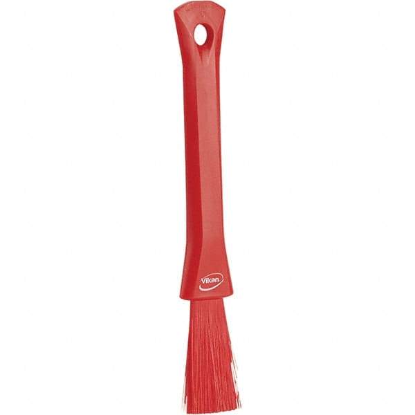 Vikan - 2-1/4" Bristle Length, Polyester Detail Brush - 1-1/4" Long x 0.4" Wide Head, 8.07" OAL, Ergonomic Handle, Red, Polypropylene Block - A1 Tooling