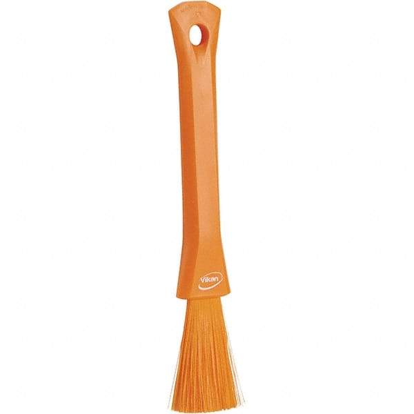 Vikan - 2-1/4" Bristle Length, Polyester Detail Brush - 1-1/4" Long x 0.4" Wide Head, 8.07" OAL, Ergonomic Handle, Orange, Polypropylene Block - A1 Tooling