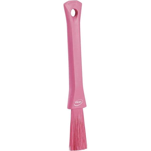 Vikan - 2-1/4" Bristle Length, Polyester Detail Brush - 1-1/4" Long x 0.4" Wide Head, 8.07" OAL, Ergonomic Handle, Pink, Polypropylene Block - A1 Tooling