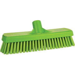 Vikan - 1.7" Bristle Length, Polyester Scrub Brush - 11-1/4" Long x 3" Wide Head, 11-1/4" OAL, Green, Polypropylene Block - A1 Tooling