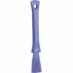 Vikan - 2-1/4" Bristle Length, Polyester Detail Brush - 1-1/4" Long x 0.4" Wide Head, 8.07" OAL, Ergonomic Handle, Purple, Polypropylene Block - A1 Tooling