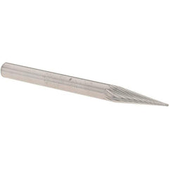 M.A. Ford - 1/8" Cut Diam, 1/8" Shank Diam, Cone Head Double Cut Burr - Carbide, Point End, 7/16" LOC, 1-1/2" OAL - A1 Tooling