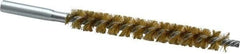 Schaefer Brush - 4" Brush Length, 1/2" Diam, Double Stem, Single Spiral Tube Brush - 6-1/4" Long, Brass, 12-24 Female Connection - A1 Tooling