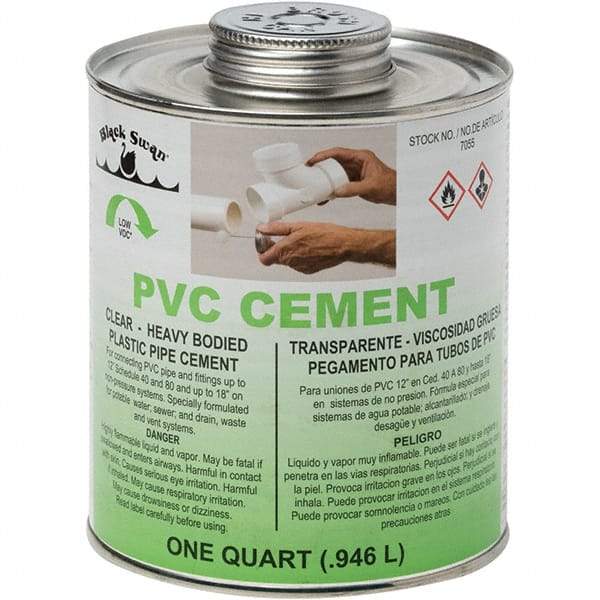 Black Swan - 1 Qt Heavy Duty Cement - Clear, Use with PVC - A1 Tooling