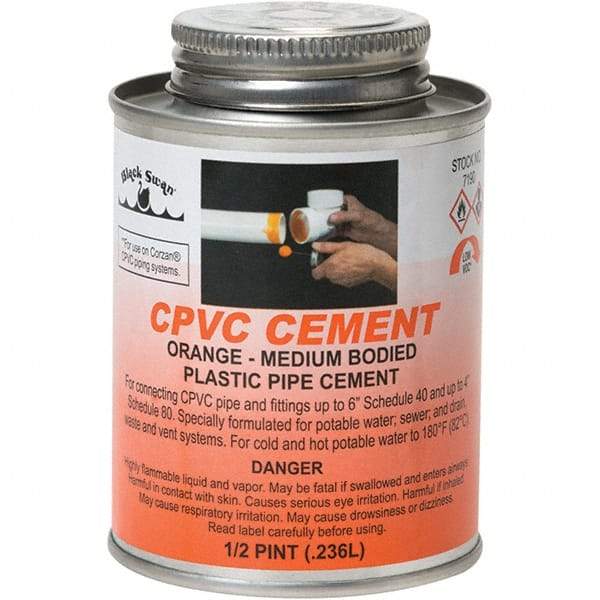 Black Swan - 1/2 Pt Medium Bodied Cement - Orange, Use with CPVC - A1 Tooling