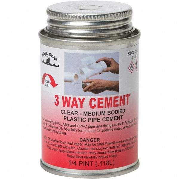 Black Swan - 1/4 Pt Medium Bodied Cement - Clear, Use with ABS, PVC & CPVC up to 6" Diam - A1 Tooling