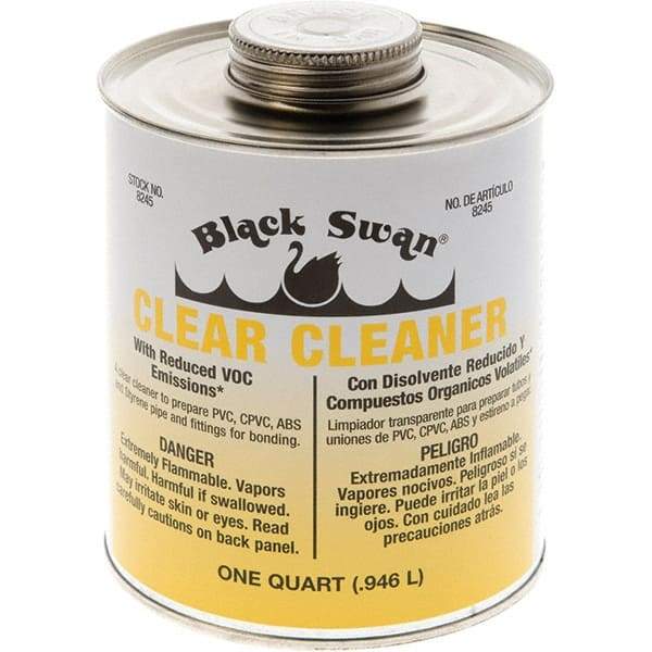 Black Swan - 1 Qt All-Purpose Cleaner - Clear, Use with ABS, PVC & CPVC up to 6" Diam - A1 Tooling