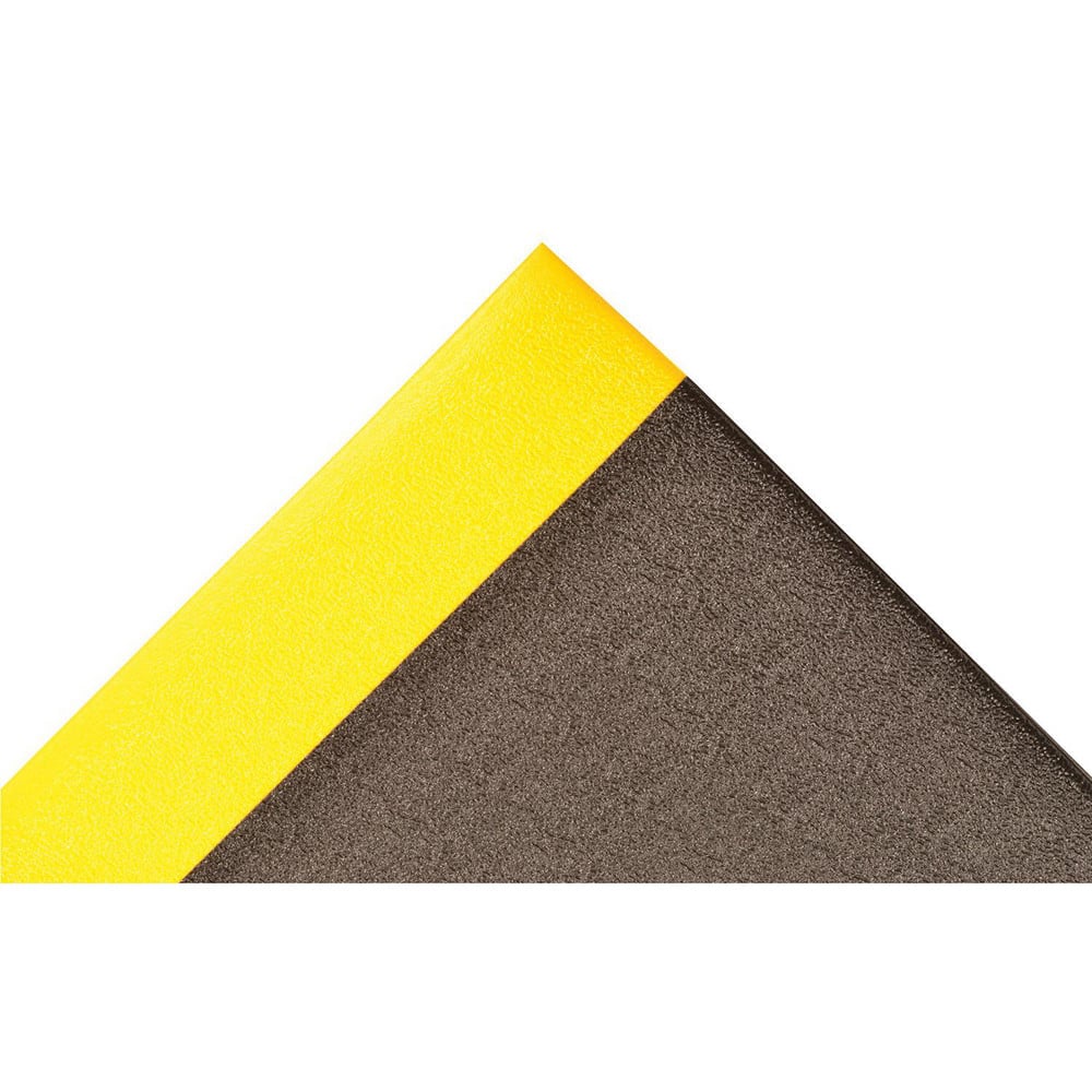 Anti-Fatigue Mat:  720.0000″ Length,  24.0000″ Wide,  5/8″ Thick,  Closed Cell Polyvinylchloride,  Beveled Edge,  Medium Duty Pebbled,  Black & Yellow,  Dry