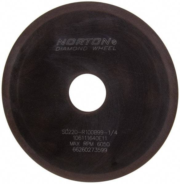 Norton - 6" Diam x 1-1/4" Hole x 1/16" Thick, 220 Grit Surface Grinding Wheel - Diamond, Type 1A1, Very Fine Grade, Resinoid Bond - A1 Tooling