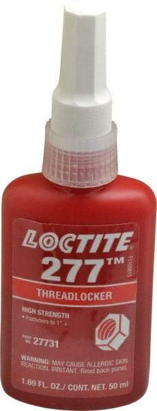 Loctite - 50 mL Bottle, Red, High Strength Liquid Threadlocker - Series 277, 24 hr Full Cure Time, Hand Tool, Heat Removal - A1 Tooling