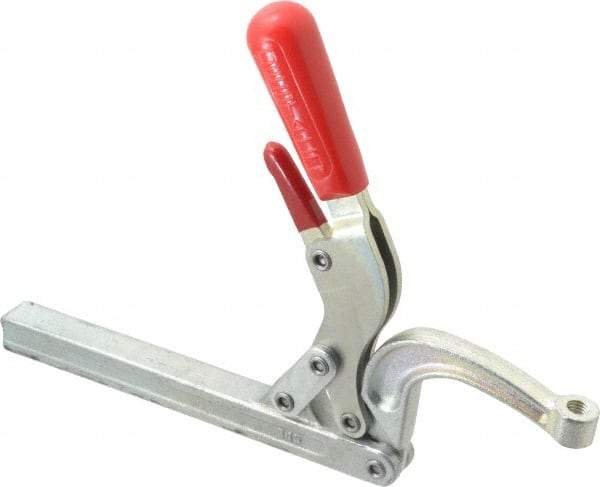 De-Sta-Co - 3558.58 N Load Capacity, 2.72" Throat Depth, 10.86" OAL, Carbon Steel, Hold Down Plier Clamp - M10 Spindle, Red Handle, Spindle End - A1 Tooling