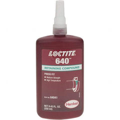 Loctite - 250 mL, Green, Medium Strength Liquid Retaining Compound - Series 640, 24 hr Full Cure Time - A1 Tooling