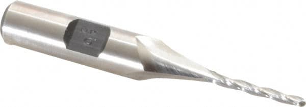 Made in USA - 0.5° Taper Angle per Side, 3/32" Small End Diam, 3/4" LOC, High Speed Steel 3 Flute Tapered Ball End Mill - 2-1/2" OAL, 3/8" Shank Diam - A1 Tooling