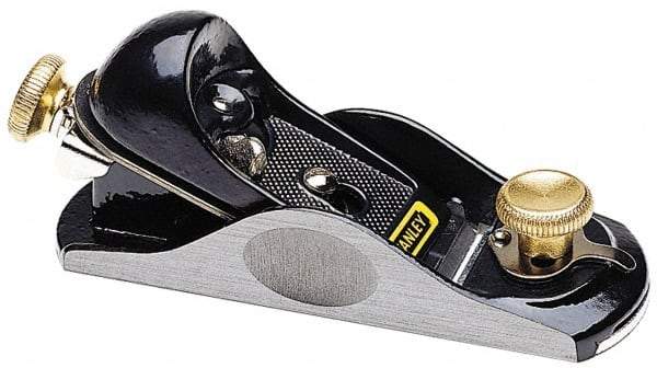 Stanley - 6-3/8" OAL, 1-5/8" Blade Width, Block Plane - High Carbon Steel Blade, Cast Iron Body - A1 Tooling