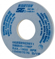 Norton - 14" Diam x 5" Hole x 1" Thick, I Hardness, 60 Grit Surface Grinding Wheel - Ceramic, Type 1, Medium Grade, 1,800 Max RPM, Vitrified Bond, No Recess - A1 Tooling