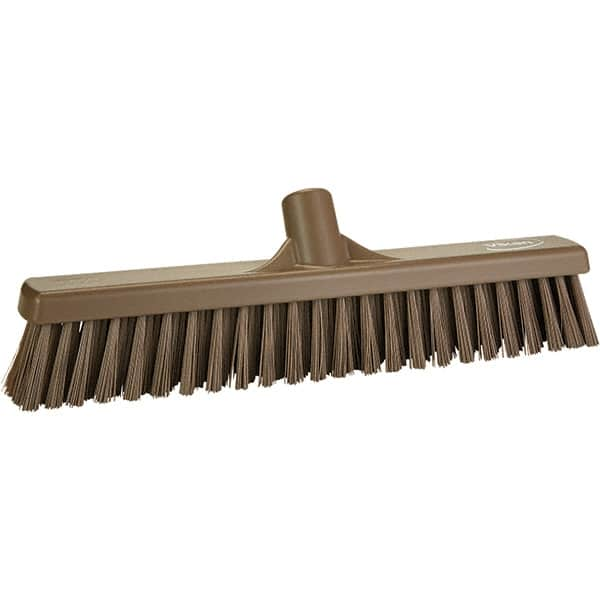 Vikan - 16" Fine Particle Polyester Push Broom - 2" Bristle Length, Plastic Block, European Threaded Handle Connection, Handle Sold Separately - A1 Tooling