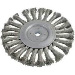 Brush Research Mfg. - 4" OD, 3/8 & 1/2" Arbor Hole, Knotted Stainless Steel Wheel Brush - 1/2" Face Width, 13/16" Trim Length, 20,000 RPM - A1 Tooling