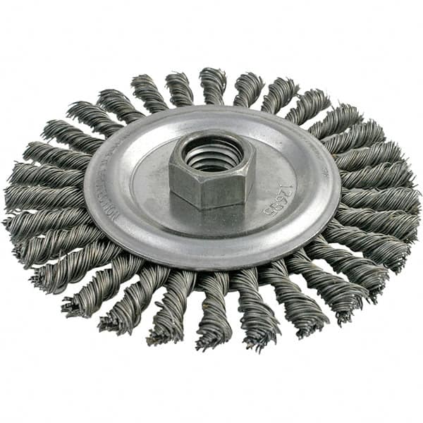 Brush Research Mfg. - 4" OD, 5/8-11 Arbor Hole, Stringer Bead Stainless Steel Wheel Brush - 3/16" Face Width, 7/8" Trim Length, 20,000 RPM - A1 Tooling