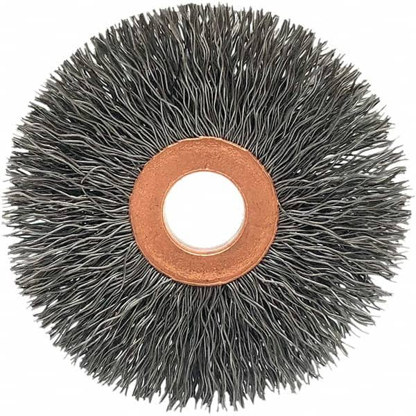 Brush Research Mfg. - 2-1/2" OD, 1/2" Arbor Hole, Crimped Stainless Steel Wheel Brush - A1 Tooling