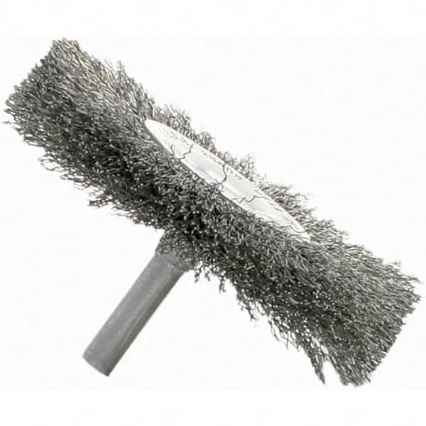 Brush Research Mfg. - 1-1/4" OD, Crimped Stainless Steel Wheel Brush - 3/16" Face Width, 1/8" Trim Length, 25,000 RPM - A1 Tooling