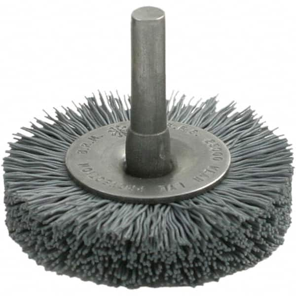 Brush Research Mfg. - 1-1/4" OD, Crimped Abrasive Nylon Wheel Brush - 7/16" Face Width, 1/8" Trim Length, 25,000 RPM - A1 Tooling