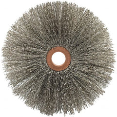 Brush Research Mfg. - 4" OD, 5/8" Arbor Hole, Crimped Carbon Wheel Brush - 5/8" Face Width, 1-9/16" Trim Length, 20,000 RPM - A1 Tooling