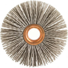 Brush Research Mfg. - 4" OD, 1/2" Arbor Hole, Crimped Abrasive Nylon Wheel Brush - 3/4" Face Width, 1-7/16" Trim Length, 20,000 RPM - A1 Tooling