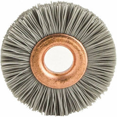 Brush Research Mfg. - 3" OD, 1/2" Arbor Hole, Crimped Abrasive Nylon Wheel Brush - 1/2" Face Width, 1" Trim Length, 20,000 RPM - A1 Tooling