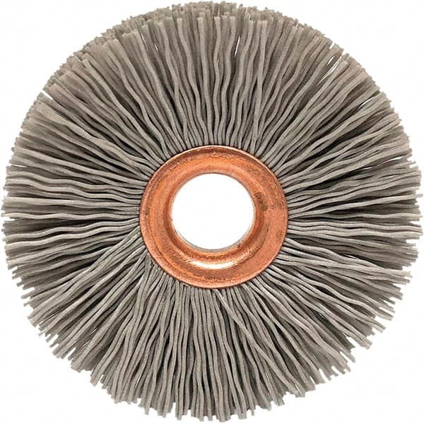 Brush Research Mfg. - 3-1/2" OD, 5/8" Arbor Hole, Crimped Abrasive Nylon Wheel Brush - 3/4" Face Width, 3/16" Trim Length, 20,000 RPM - A1 Tooling