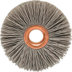 Brush Research Mfg. - 4" OD, 5/8" Arbor Hole, Crimped Abrasive Nylon Wheel Brush - 3/4" Face Width, 1-7/16" Trim Length, 20,000 RPM - A1 Tooling