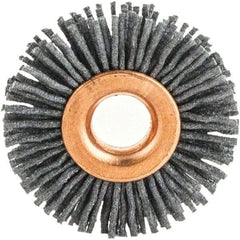 Brush Research Mfg. - 3" OD, 1/2" Arbor Hole, Crimped Abrasive Nylon Wheel Brush - 1/2" Face Width, 1" Trim Length, 20,000 RPM - A1 Tooling