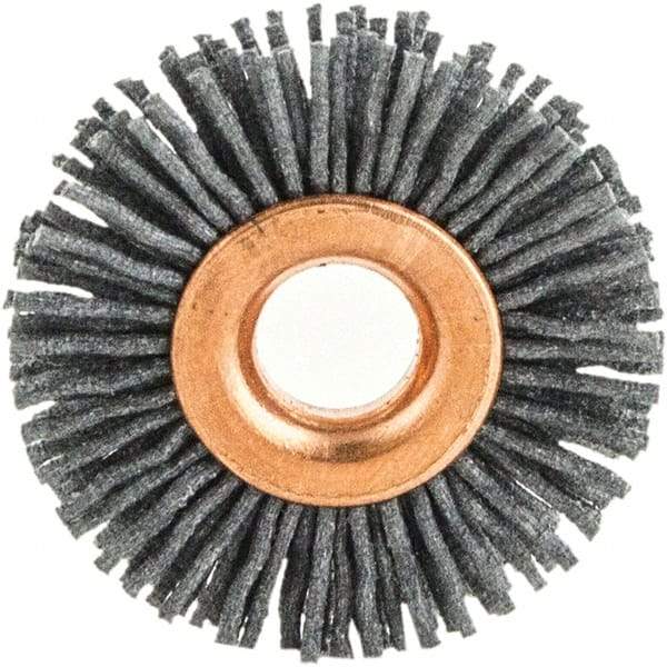 Brush Research Mfg. - 1" OD, 3/8" Arbor Hole, Crimped Abrasive Nylon Wheel Brush - 1/4" Face Width, 1/8" Trim Length, 20,000 RPM - A1 Tooling