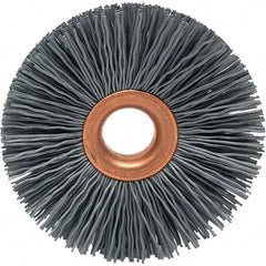 Brush Research Mfg. - 3" OD, 1/2" Arbor Hole, Crimped Abrasive Nylon Wheel Brush - 1/2" Face Width, 1" Trim Length, 20,000 RPM - A1 Tooling