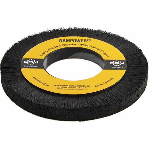 Brush Research Mfg. - 7-7/8" OD, 3-1/4" Arbor Hole, Crimped Abrasive Nylon Wheel Brush - 0.5906" Face Width, 1.1811" Trim Length, 3,600 RPM - A1 Tooling