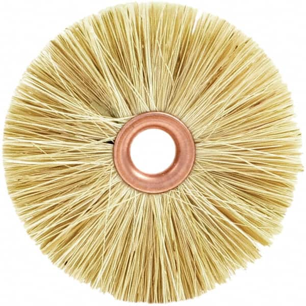 Brush Research Mfg. - 2" OD, 1/2" Arbor Hole, Crimped Tampico Wheel Brush - 3/8" Face Width, 9/16" Trim Length, 20,000 RPM - A1 Tooling