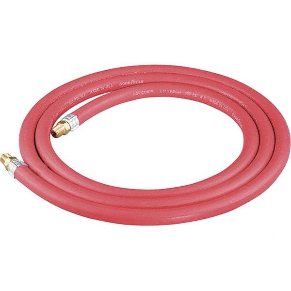 Dynabrade - 3/8" ID x 11/16" OD 8' Long Hose - Male/Male Ends, 90 Working psi, 1/4" Fitting, Red - A1 Tooling