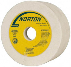 Norton - 4" Diam, 20mm Hole Size, 2" Overall Thickness, 80 Grit, Type 6 Tool & Cutter Grinding Wheel - Medium Grade, Aluminum Oxide, J Hardness, Vitrified Bond, 5,730 RPM - A1 Tooling