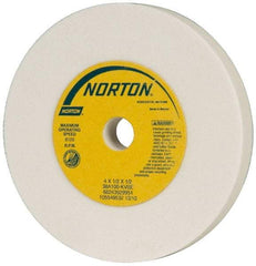 Norton - 100 Grit Aluminum Oxide Type 1 Internal Grinding Wheel - 4" Diam x 1/2" Hole x 1/2" Thick, 8,120 Max RPM, Type 1 Fine Grade, K Hardness, Vitrified Bond, No Recess - A1 Tooling