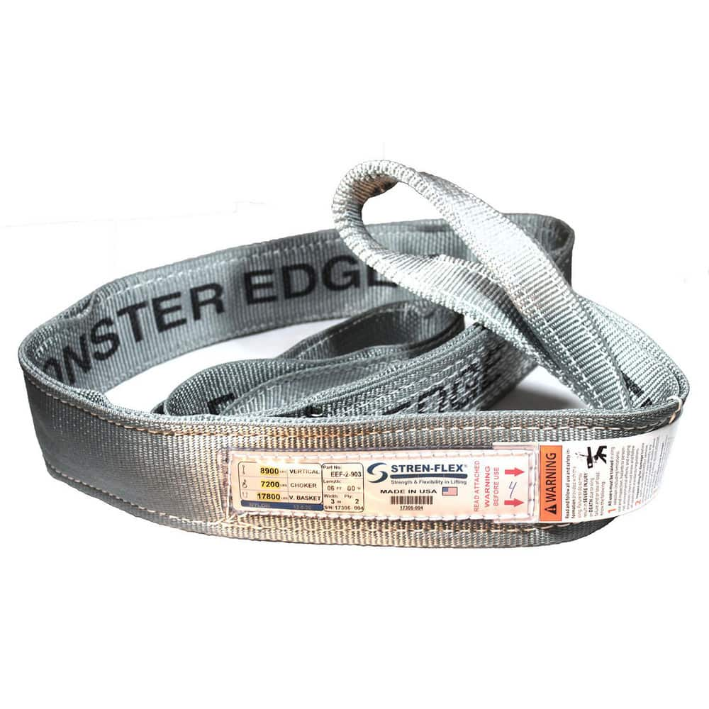 Slings & Tiedowns (Load-Rated); Sling Type: Eye & Eye; Length (Feet): 20; Vertical Capacity (Lb.): 11500; Choker Capacity (Lb.): 9200; Width (Inch): 4; Basket Capacity (Lb.): 23000; Eye Type: Flat Eye; Sling Material: Nylon; Sling Width: 4 in; Eye Length: