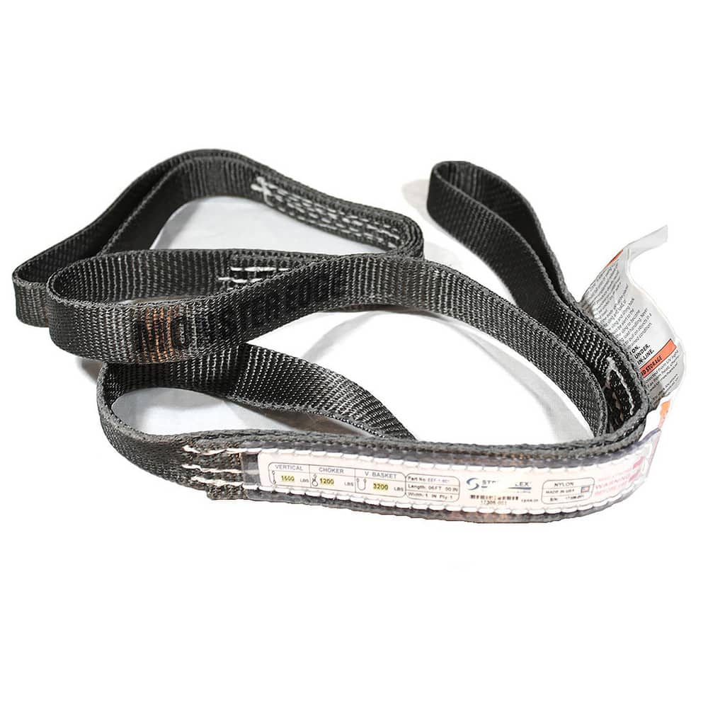 Slings & Tiedowns (Load-Rated); Sling Type: Eye & Eye; Length (Feet): 20; Vertical Capacity (Lb.): 1600; Choker Capacity (Lb.): 1200; Width (Inch): 1; Basket Capacity (Lb.): 3200; Eye Type: Flat Eye; Sling Material: Nylon; Sling Width: 1 in; Eye Length: 1